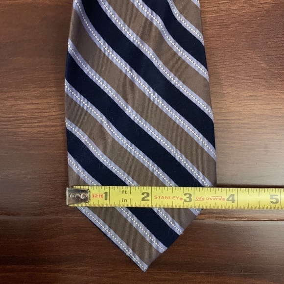 🌿SALE🌿 BLACK BROWN 1826 Silk Black Brown Striped Necktie - Picture 9 of 10